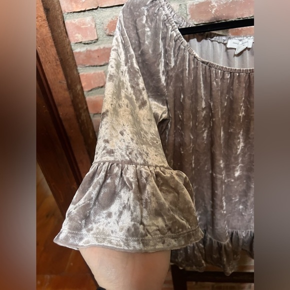 BLL crush velvet bell sleeve off shoulder ruffle hem top EUC medium - Picture 5 of 7